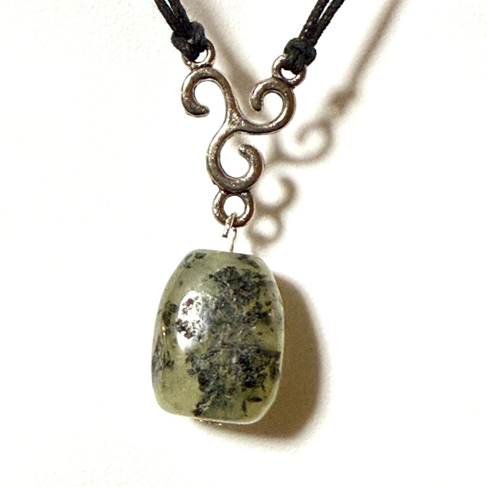 2/$20, Natural Green Prehnite Necklace, Genuine Tumbled Gemstone Cord Necklace